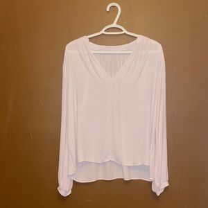 Lush Light Pink V-Neck Long Sleeve Blouse